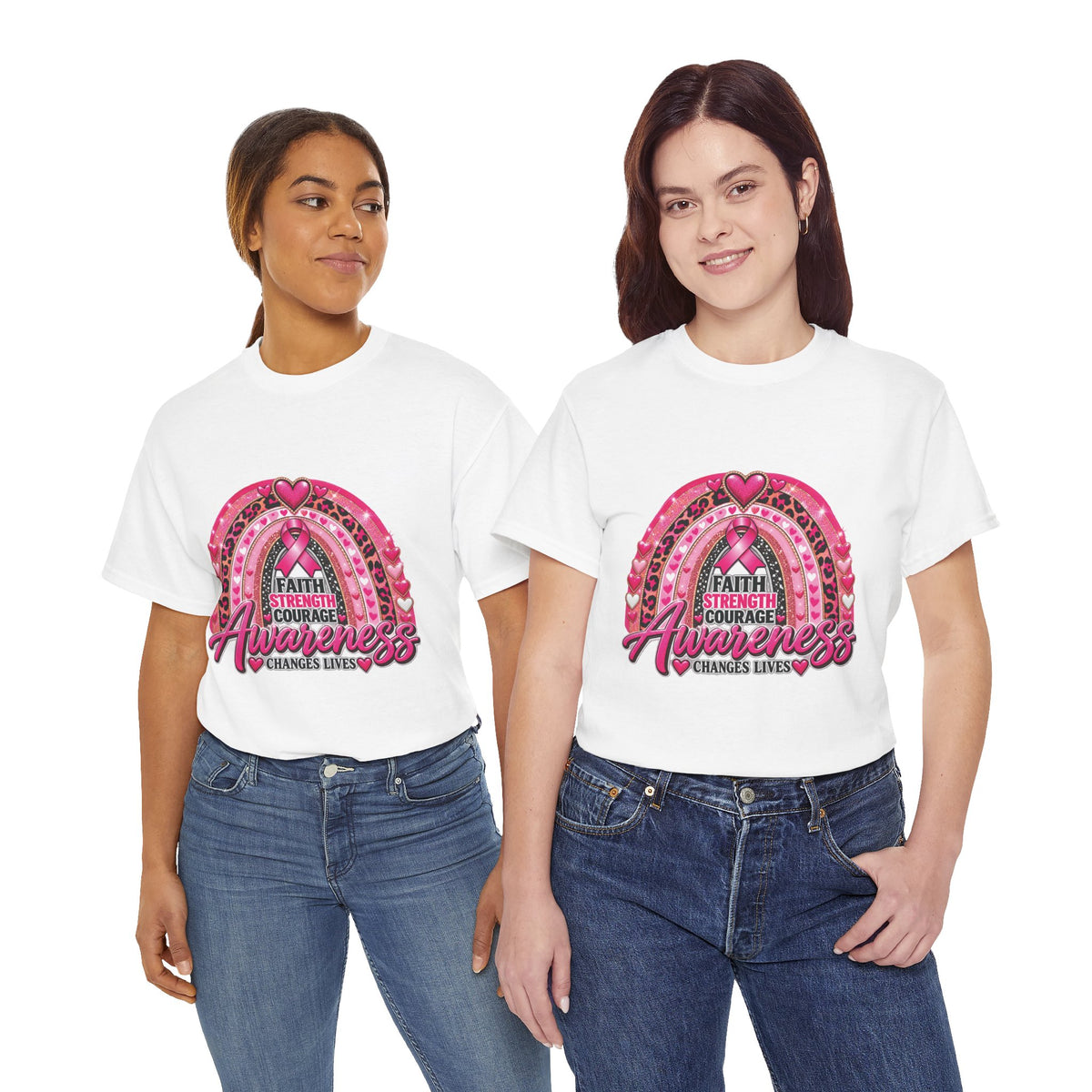 Faith Strength Courage Awareness Rainbow T-Shirt