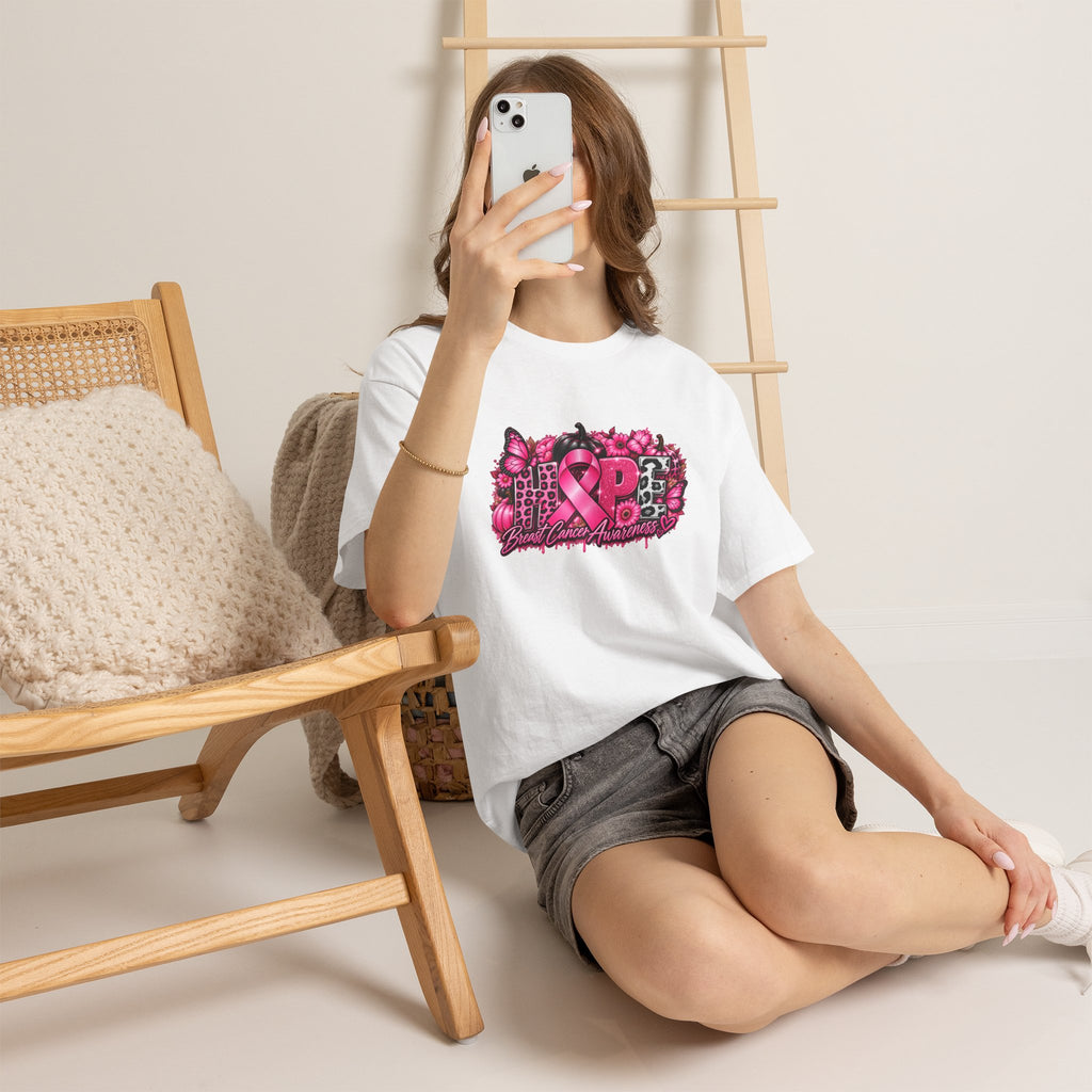 Breast Cancer Awareness Ribbon Floral Graphic T-Shirt