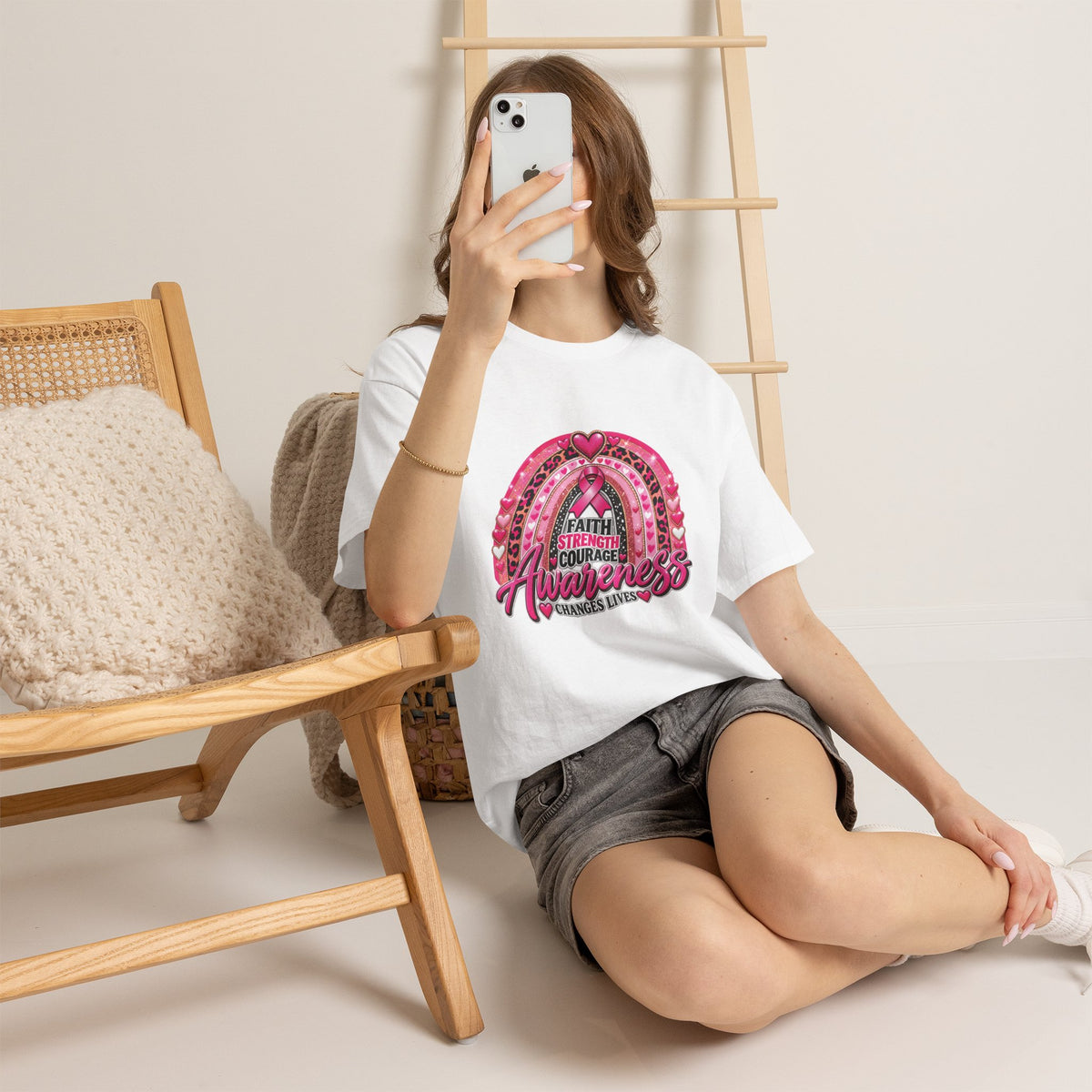 Faith Strength Courage Awareness Rainbow T-Shirt