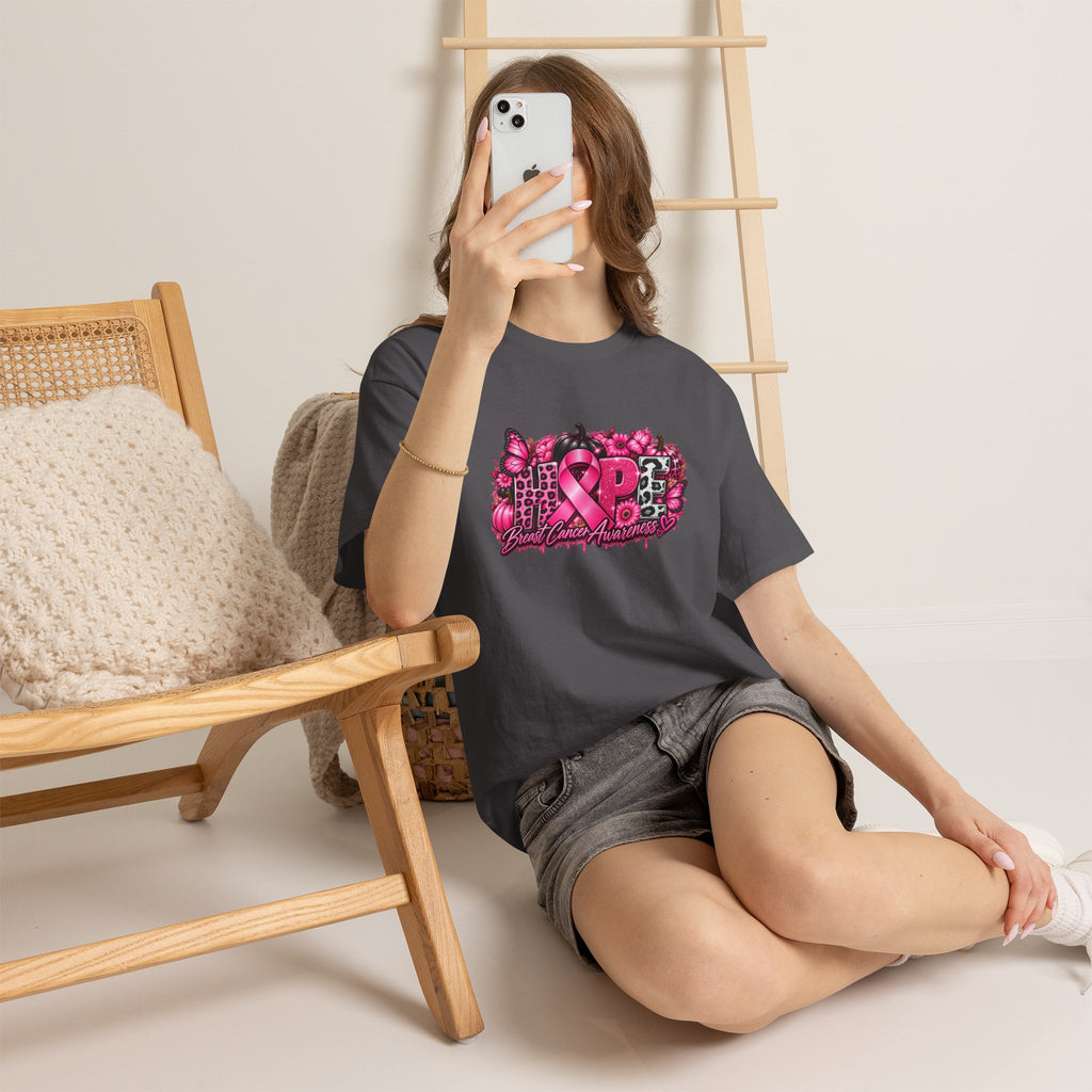 Breast Cancer Awareness Ribbon Floral Graphic T-Shirt