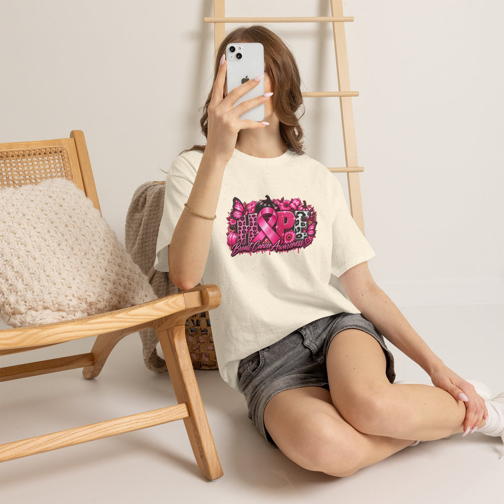 Breast Cancer Awareness Ribbon Floral Graphic T-Shirt