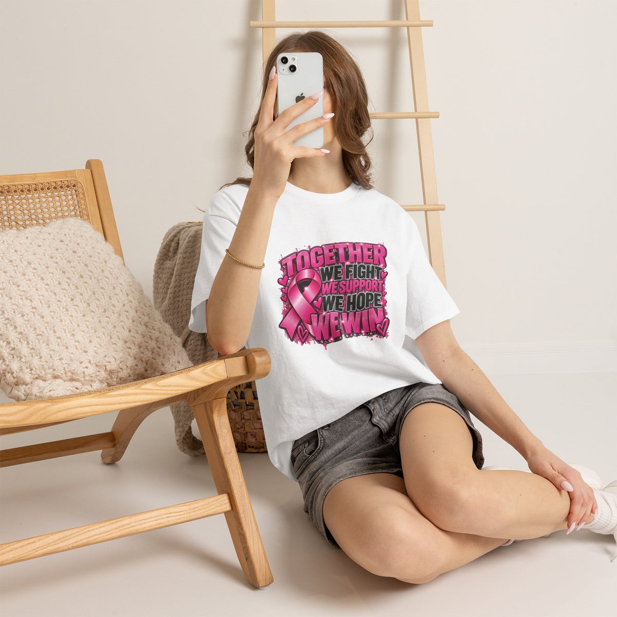 Breast Cancer Awareness Together We Fight Pink Ribbon T-Shirt