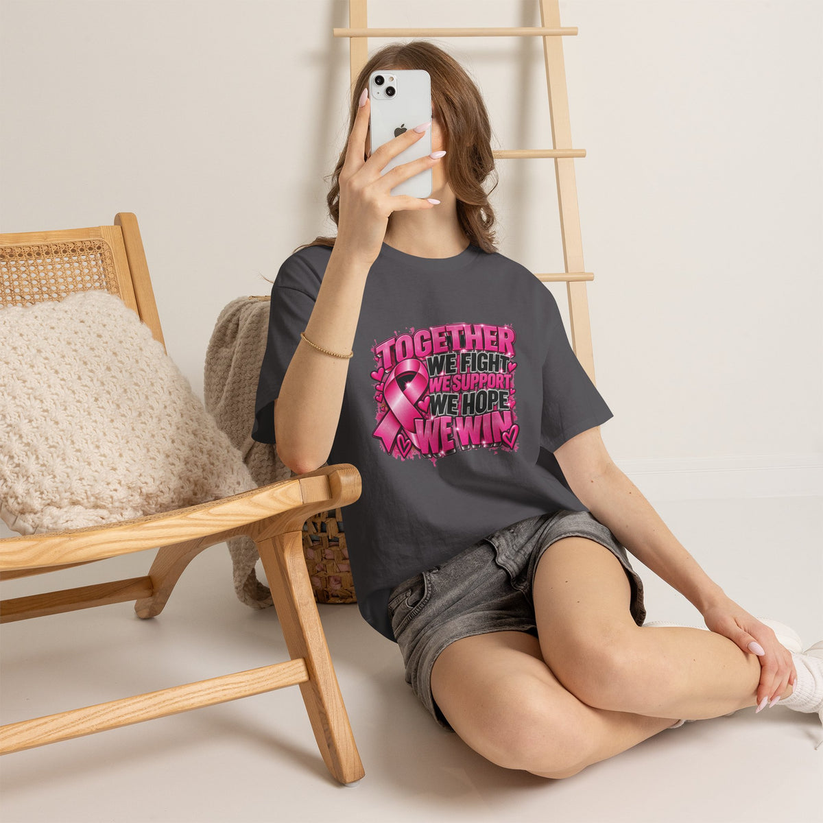 Breast Cancer Awareness Together We Fight Pink Ribbon T-Shirt