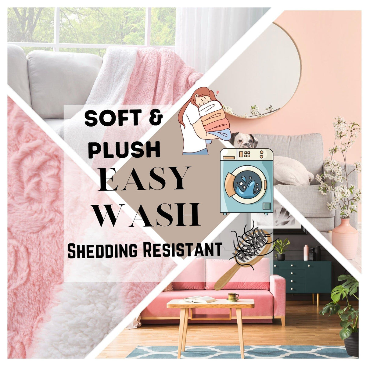 Blush Pink Rosebud Sherpa Throw Blanket | 3 Sizes