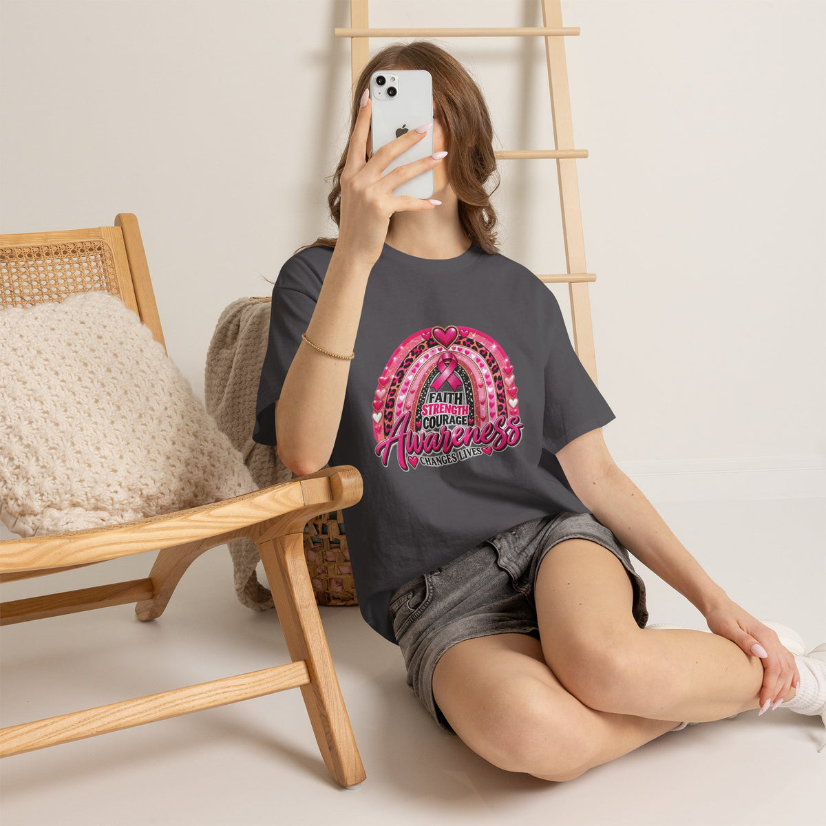 Faith Strength Courage Awareness Rainbow T-Shirt