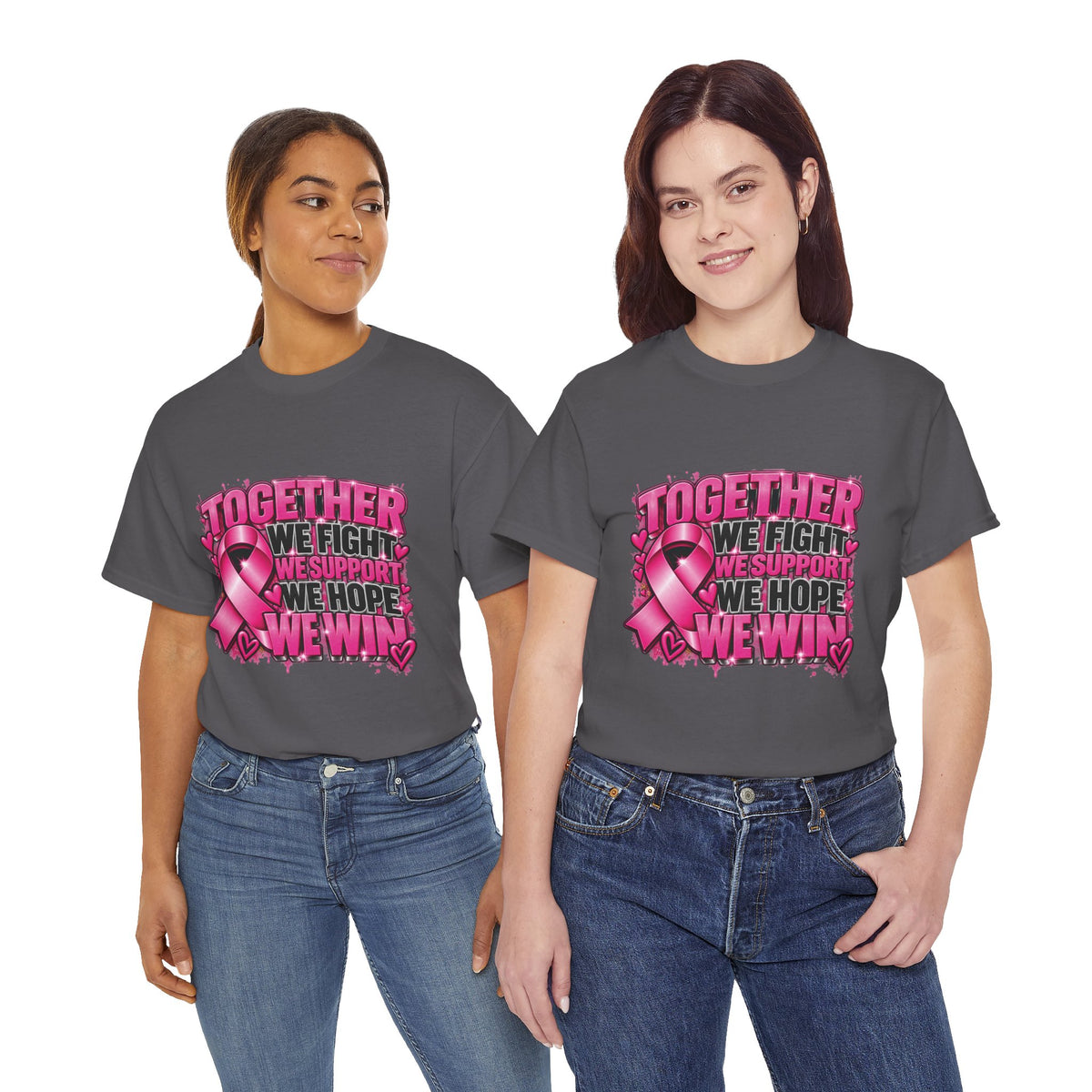 Breast Cancer Awareness Together We Fight Pink Ribbon T-Shirt