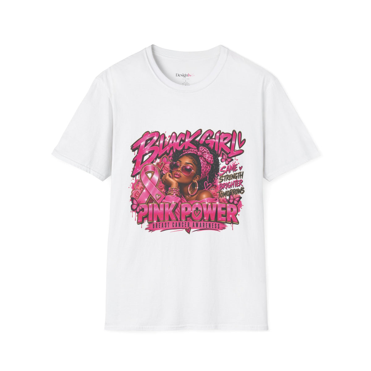 Black Girl Pink Power Breast Cancer Awareness T-Shirt
