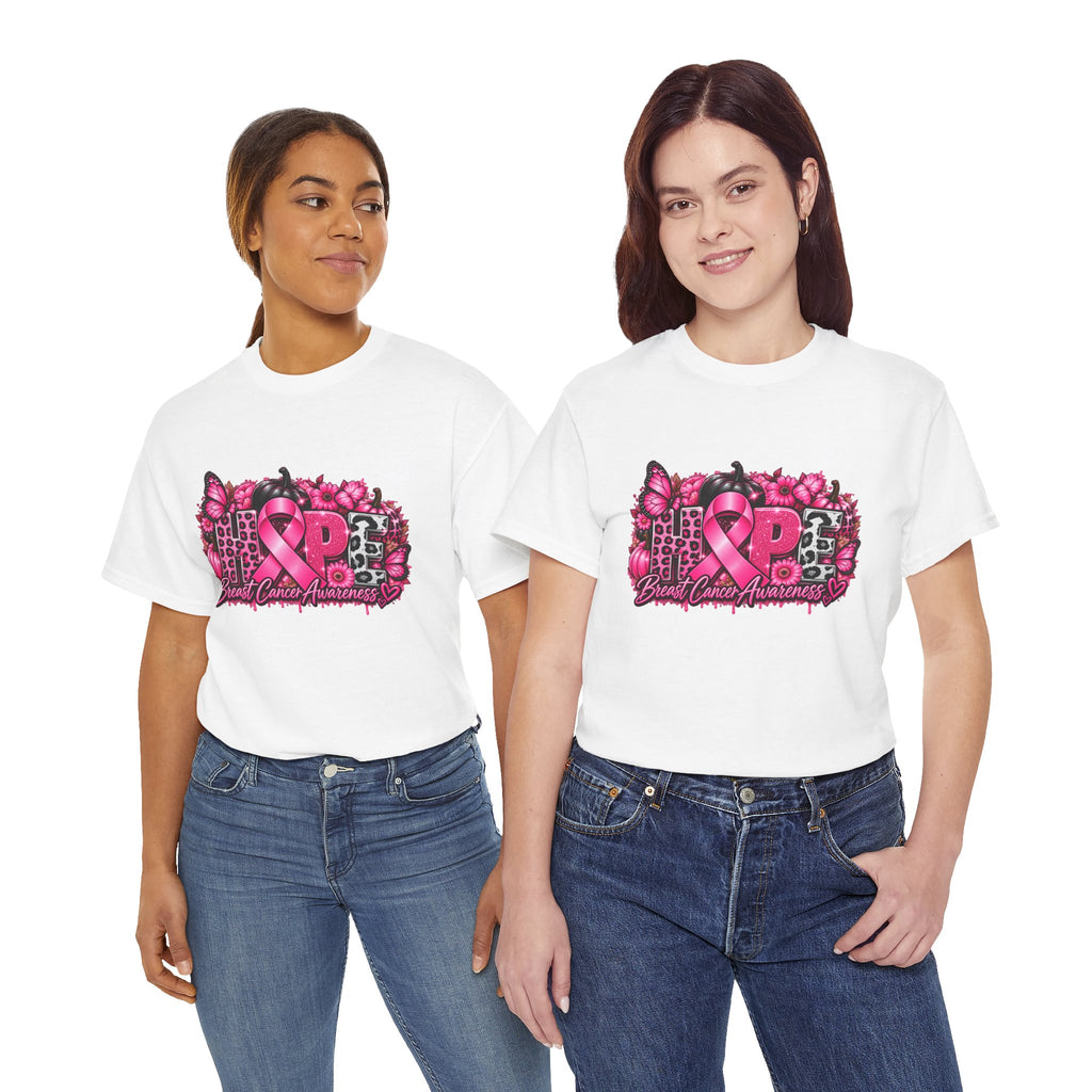 Breast Cancer Awareness Ribbon Floral Graphic T-Shirt