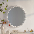 White Scalloped Round Wall Mirror | 28 in
