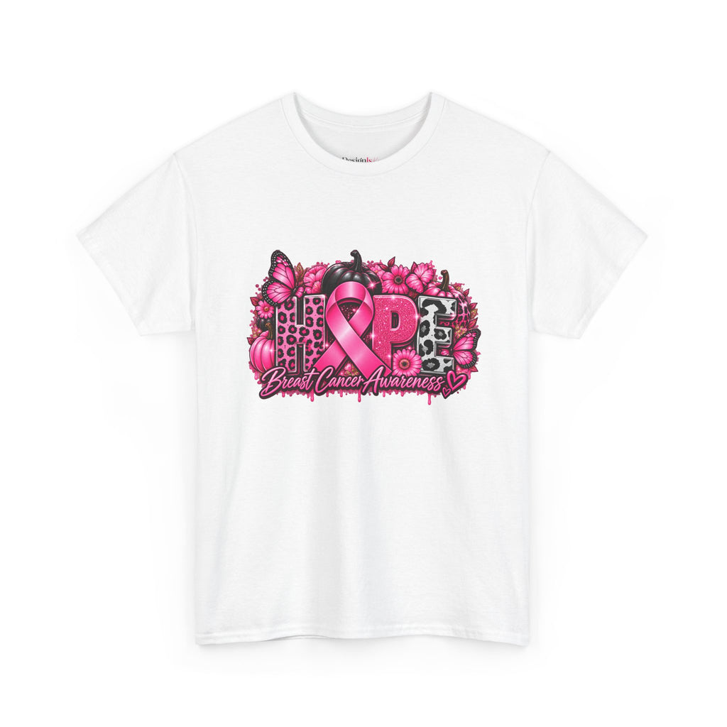 Breast Cancer Awareness Ribbon Floral Graphic T-Shirt