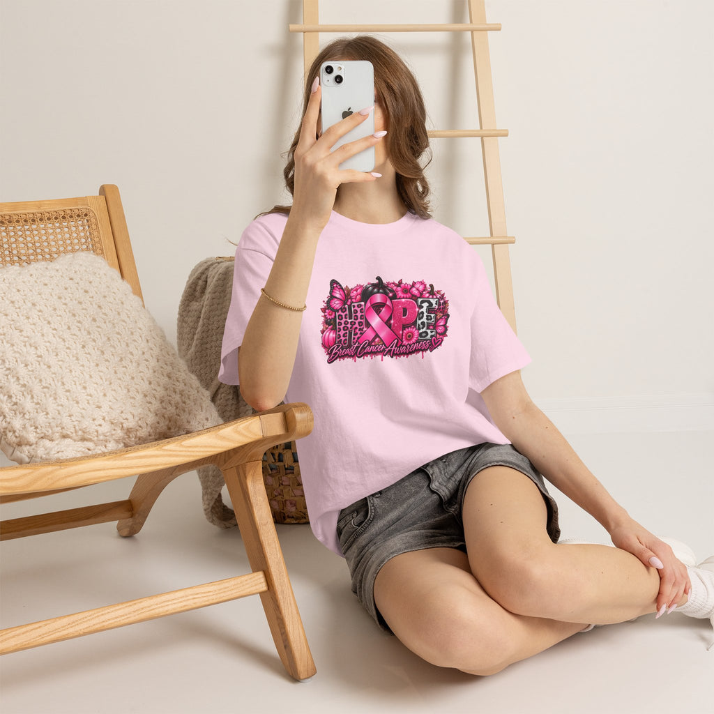 Breast Cancer Awareness Ribbon Floral Graphic T-Shirt