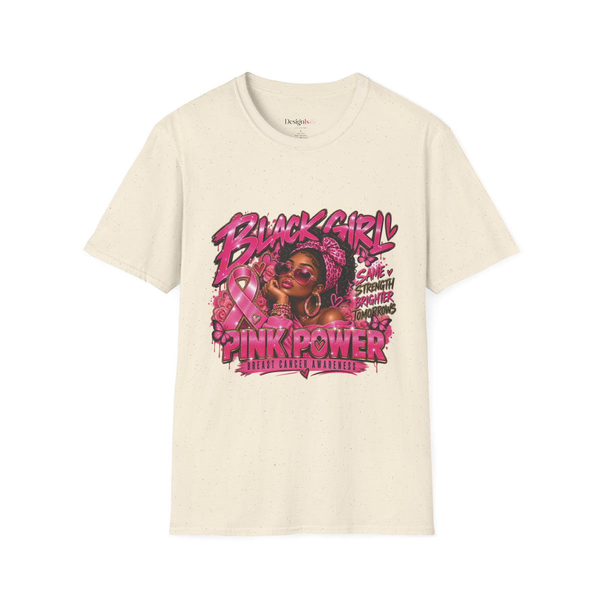 Black Girl Pink Power Breast Cancer Awareness T-Shirt