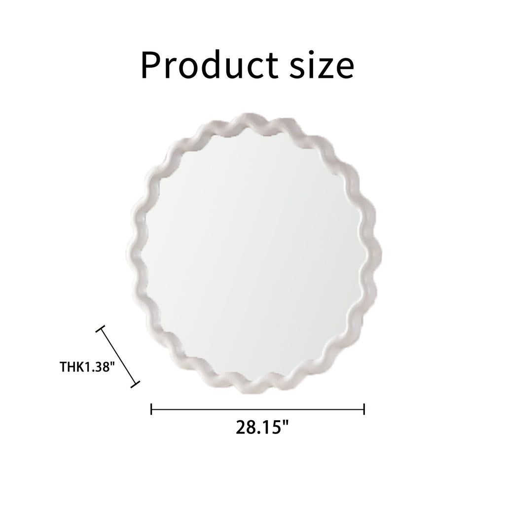 White Scalloped Round Wall Mirror | 28 in