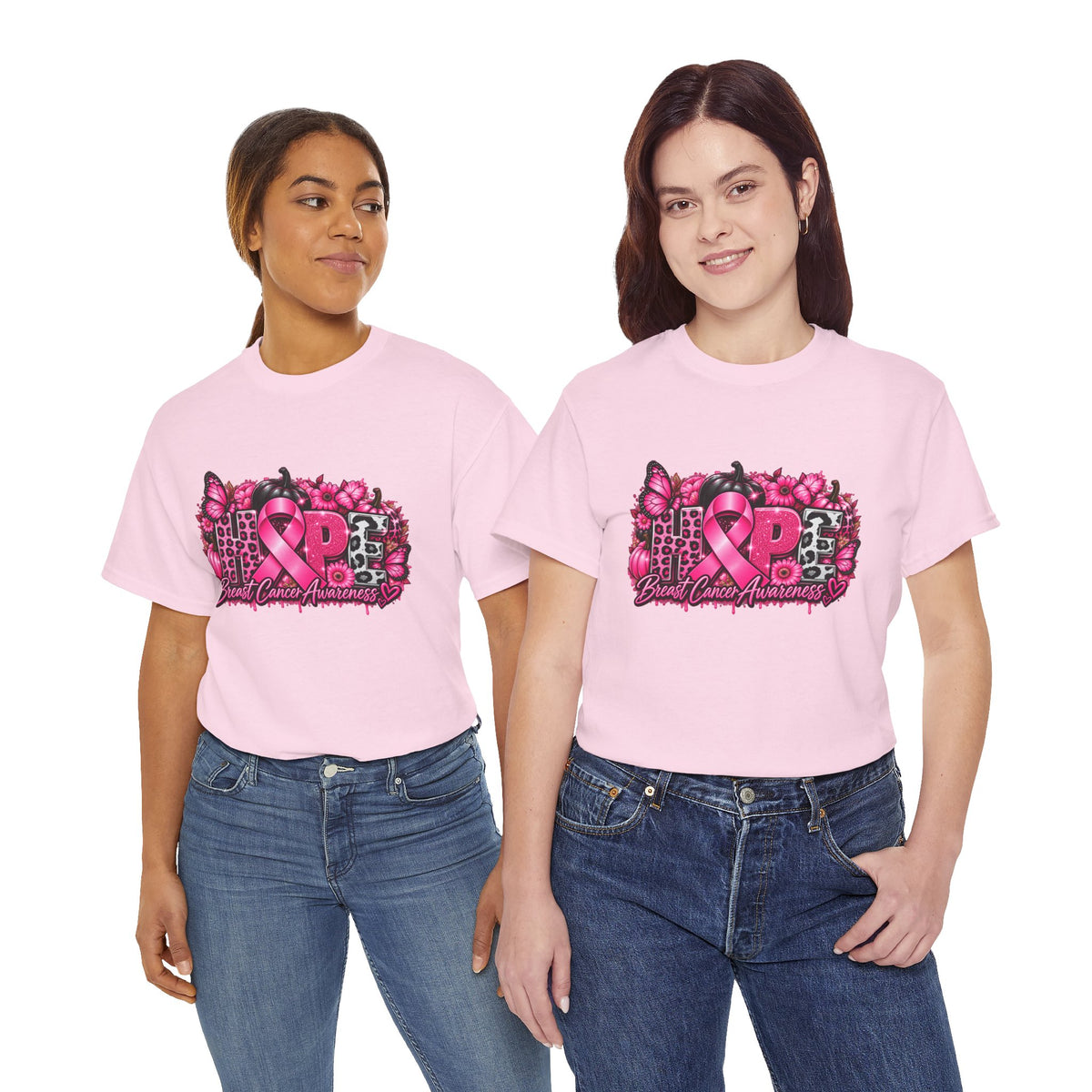 Breast Cancer Awareness Ribbon Floral Graphic T-Shirt