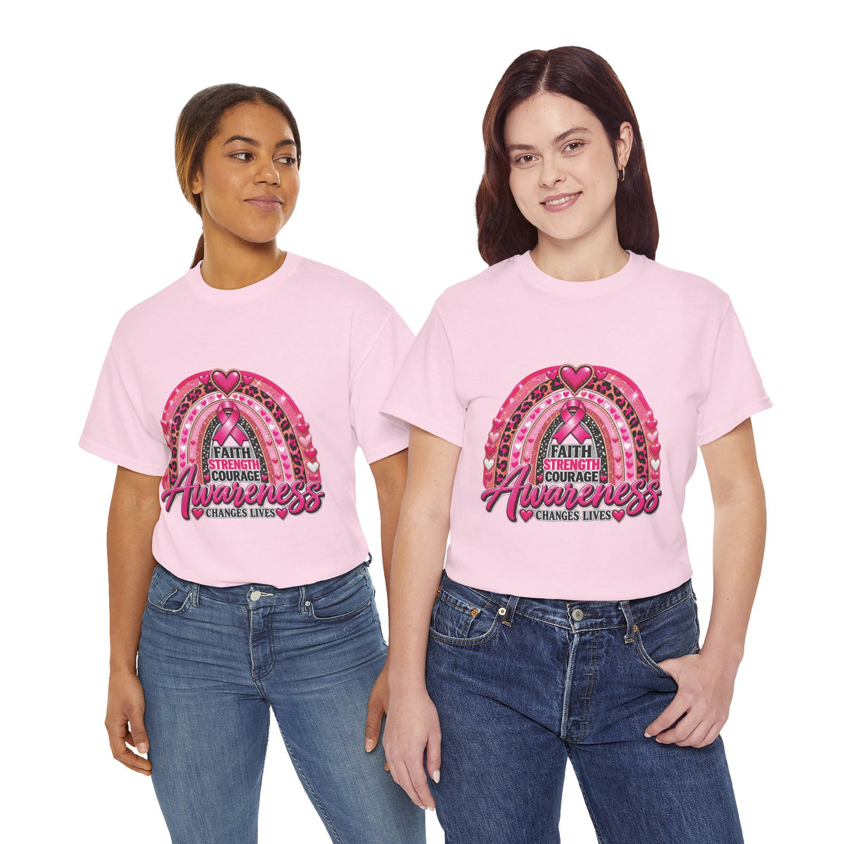 Faith Strength Courage Awareness Rainbow T-Shirt