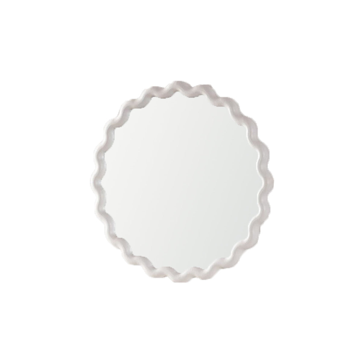 White Scalloped Round Wall Mirror | 28 in