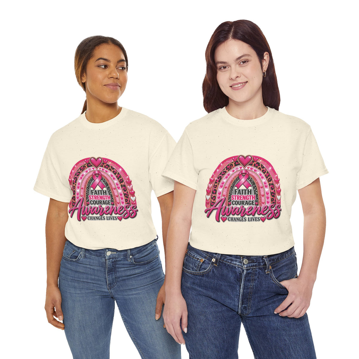 Faith Strength Courage Awareness Rainbow T-Shirt