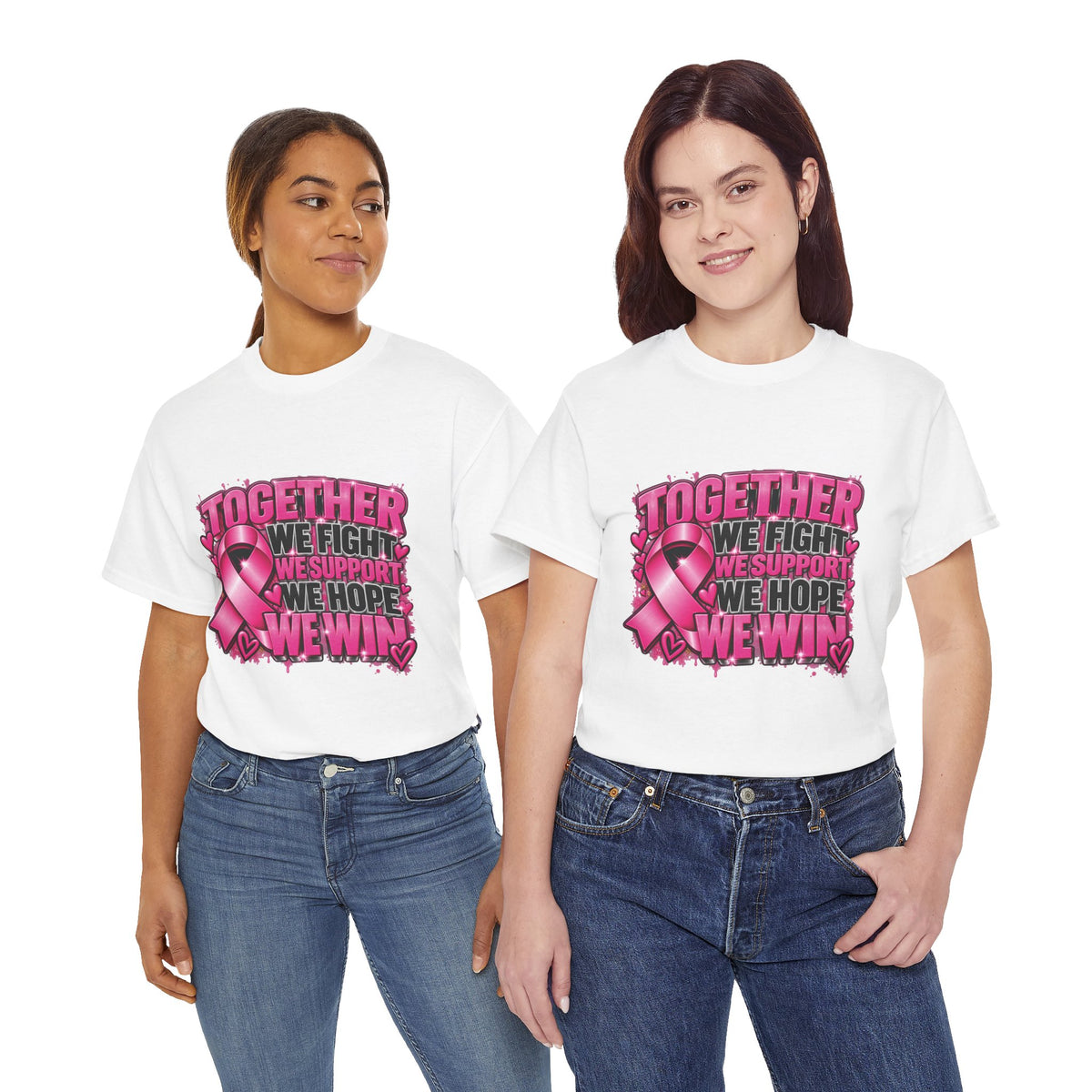Breast Cancer Awareness Together We Fight Pink Ribbon T-Shirt