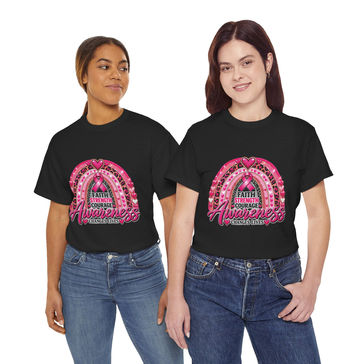 Faith Strength Courage Awareness Rainbow T-Shirt