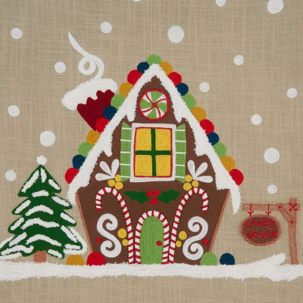 Gingerbread House Christmas Throw Pillow | 18 × 18 in