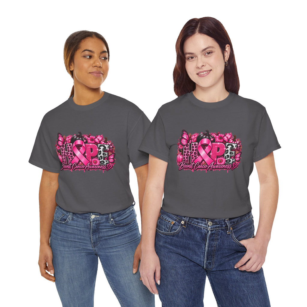 Breast Cancer Awareness Ribbon Floral Graphic T-Shirt