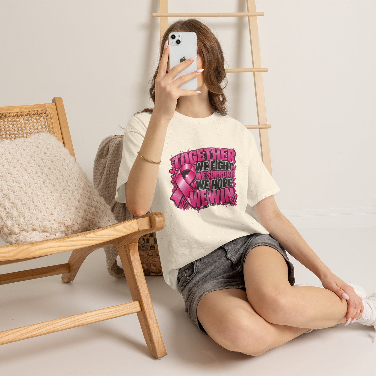 Breast Cancer Awareness Together We Fight Pink Ribbon T-Shirt