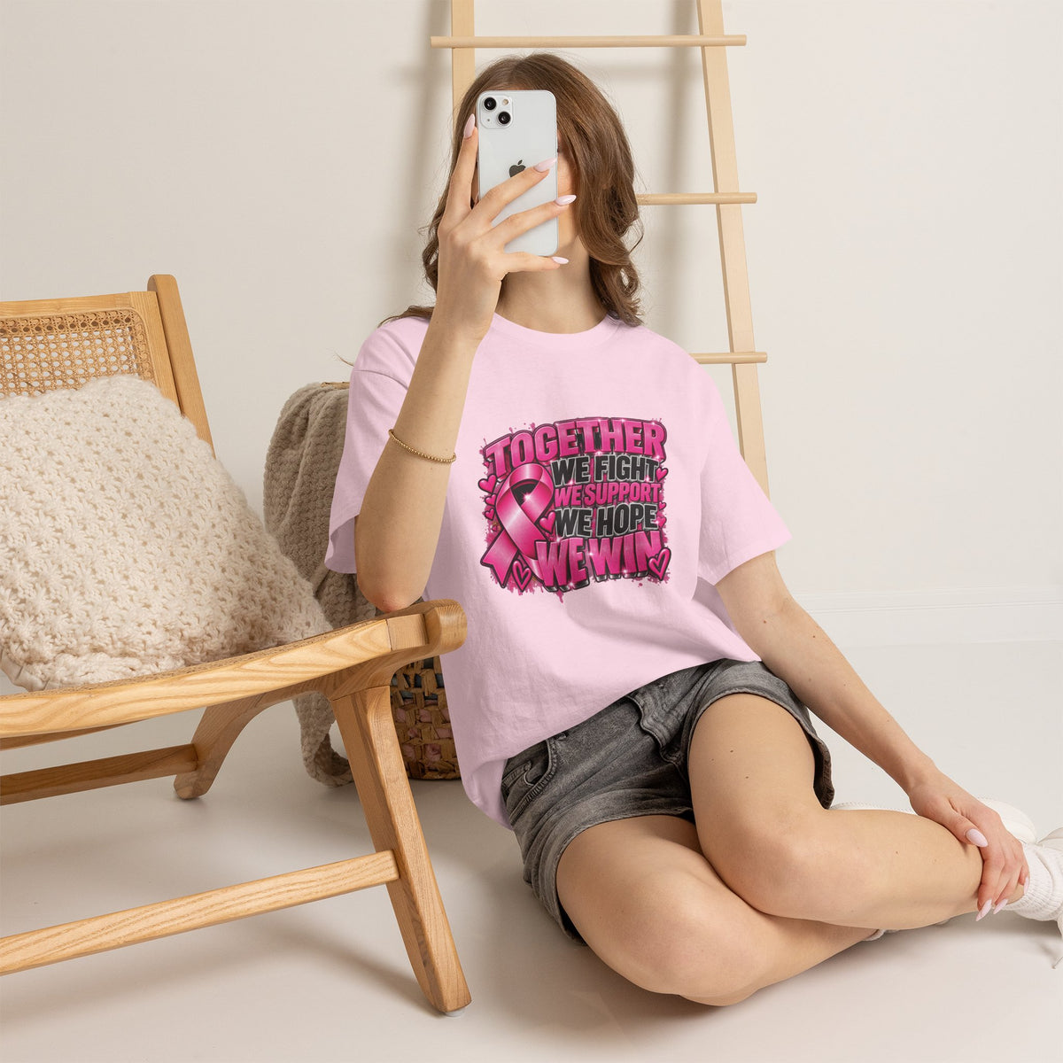 Breast Cancer Awareness Together We Fight Pink Ribbon T-Shirt
