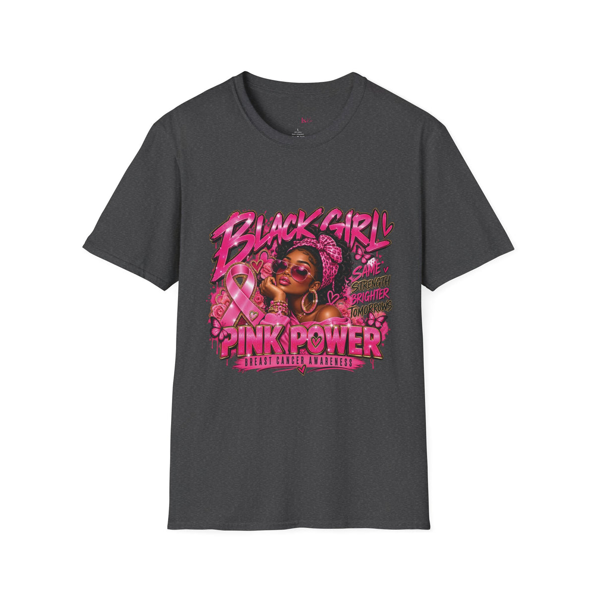 Black Girl Pink Power Breast Cancer Awareness T-Shirt