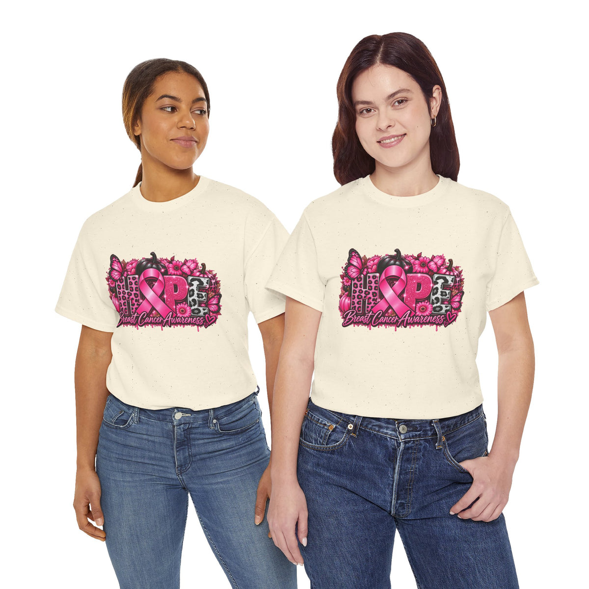 Breast Cancer Awareness Ribbon Floral Graphic T-Shirt