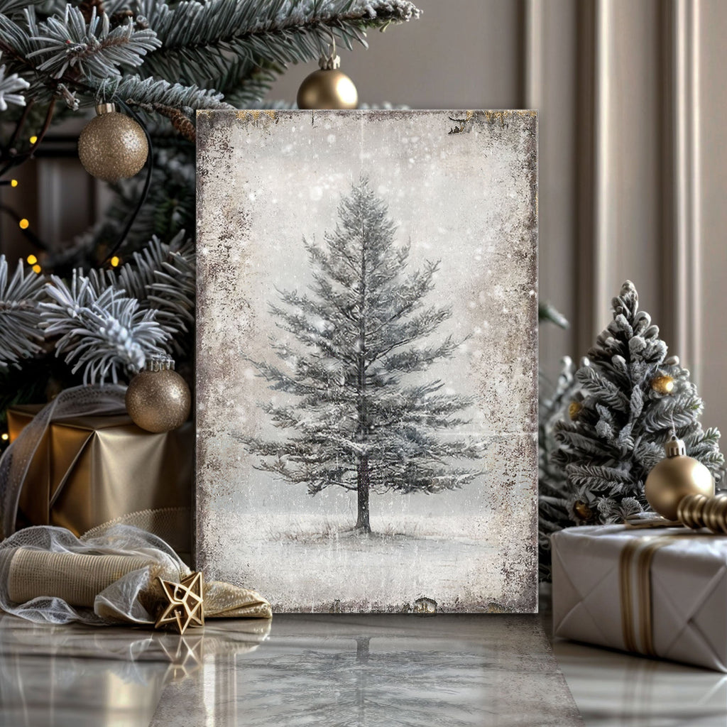 Vintage Christmas Tree Wall Art | Gallery-Wrapped Canvas