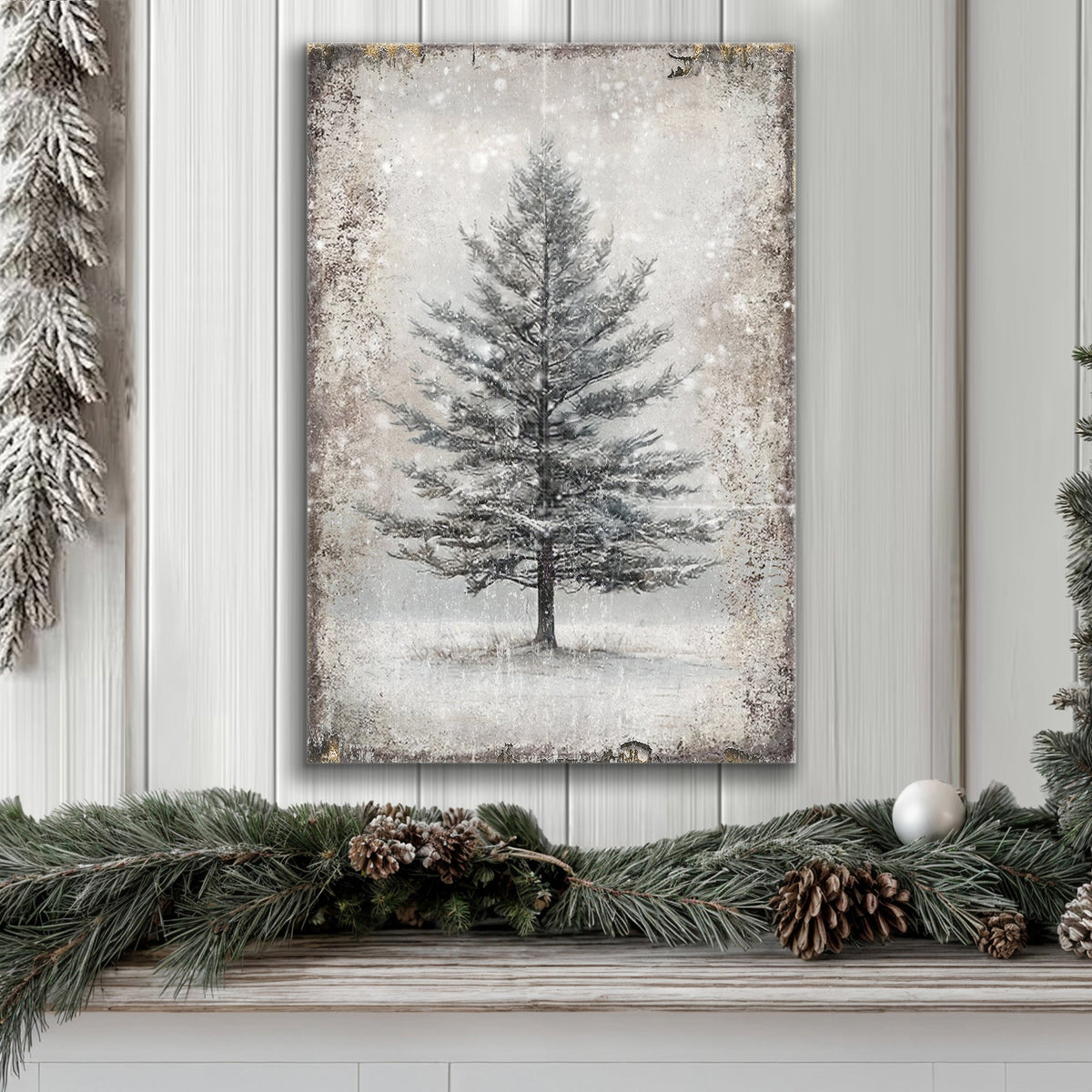 Vintage Christmas Tree Wall Art | Gallery-Wrapped Canvas