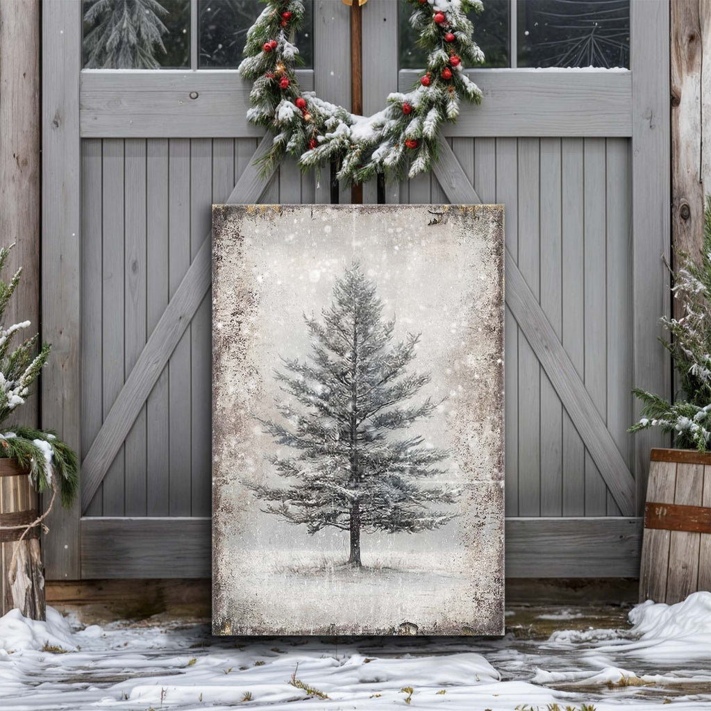 Vintage Christmas Tree Wall Art | Gallery-Wrapped Canvas