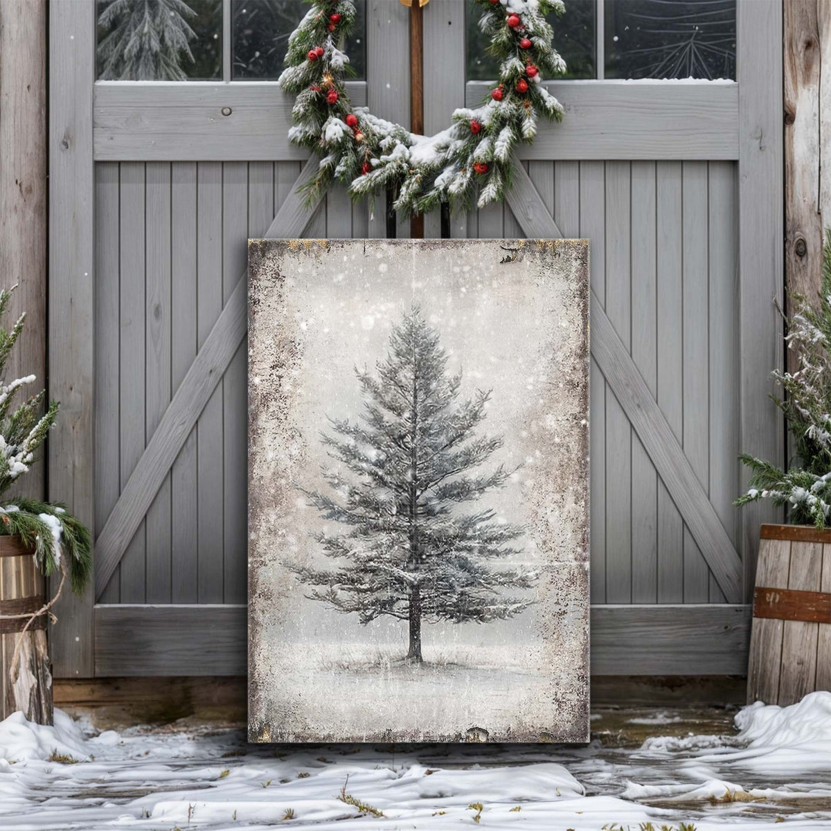 Vintage Christmas Tree Wall Art | Gallery-Wrapped Canvas