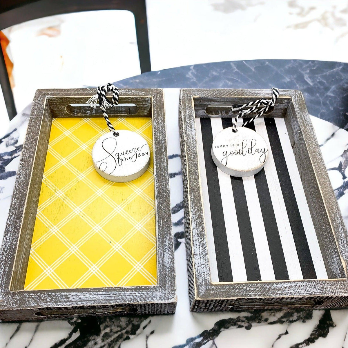 Squeeze the Day Handmade Lemon Decorative Wood Tray