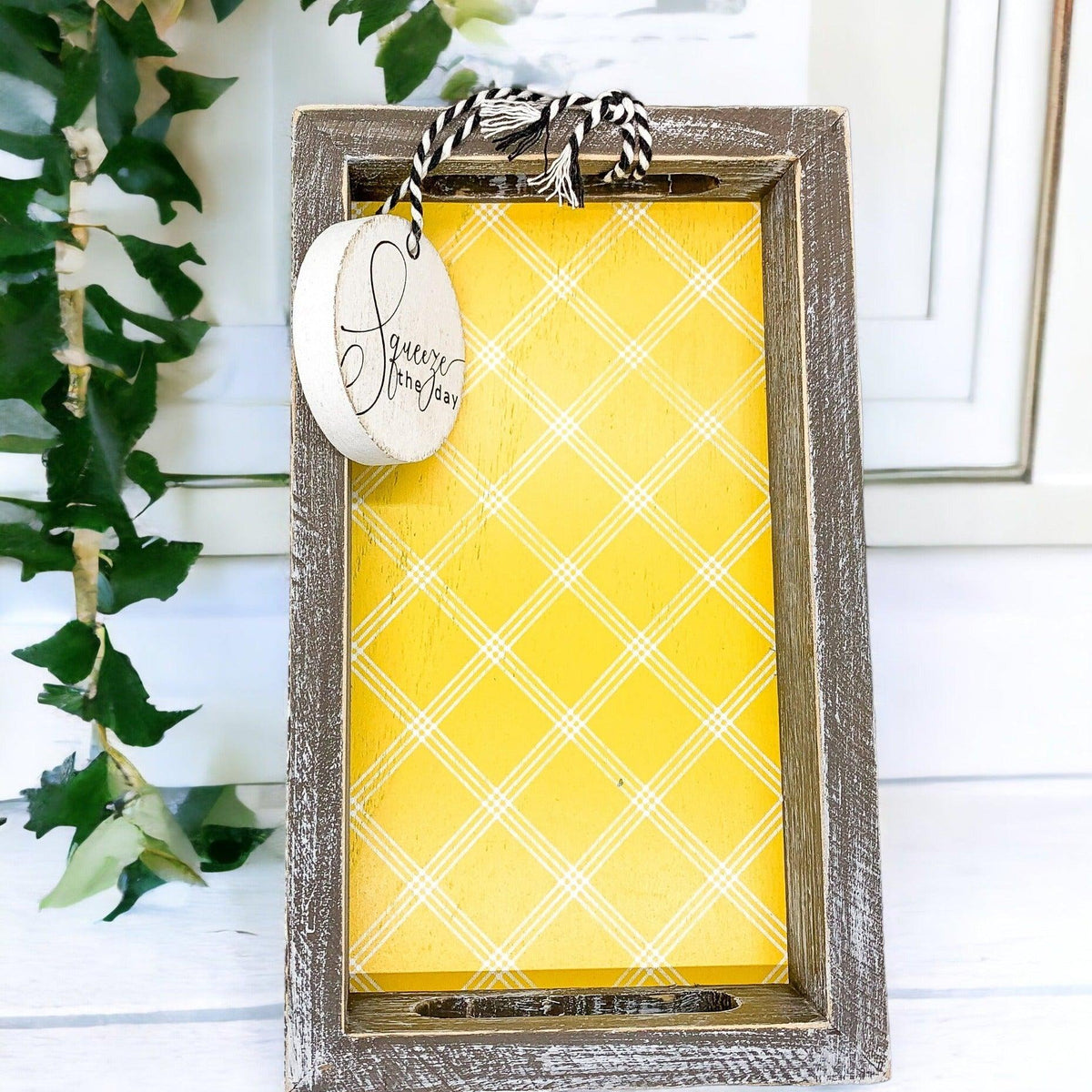 Squeeze the Day Handmade Lemon Decorative Wood Tray