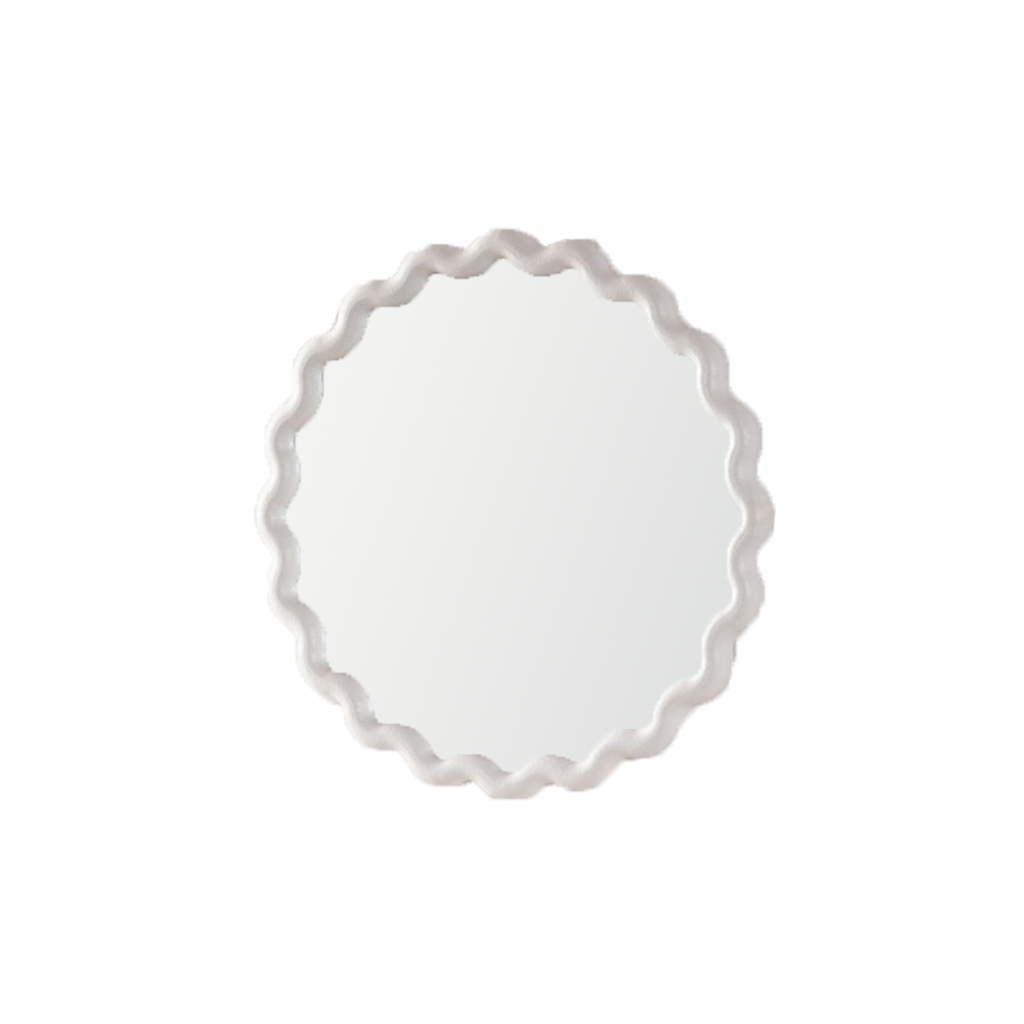 White Scalloped Round Wall Mirror | 28 in