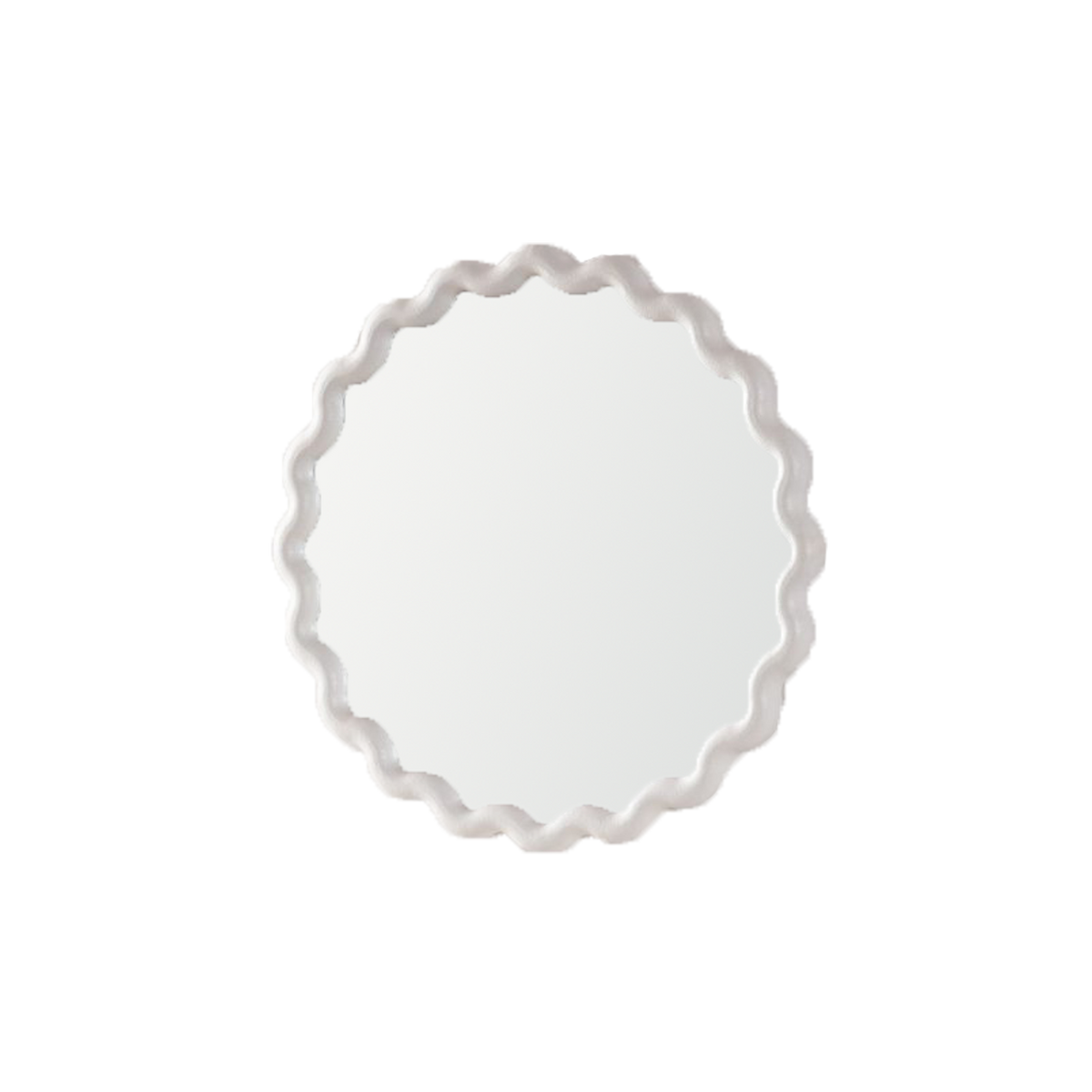 White Scalloped Round Wall Mirror | 28 in