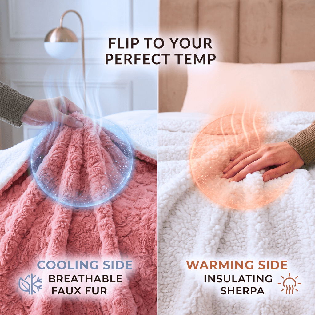 Blush Pink Rosebud Sherpa Throw Blanket | 3 Sizes