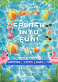 Editable Pool Party Birthday Invitation, Summer Splash Canva Template