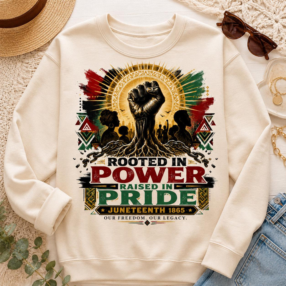 Juneteenth PNG Design, Rooted in Power Raised in Pride