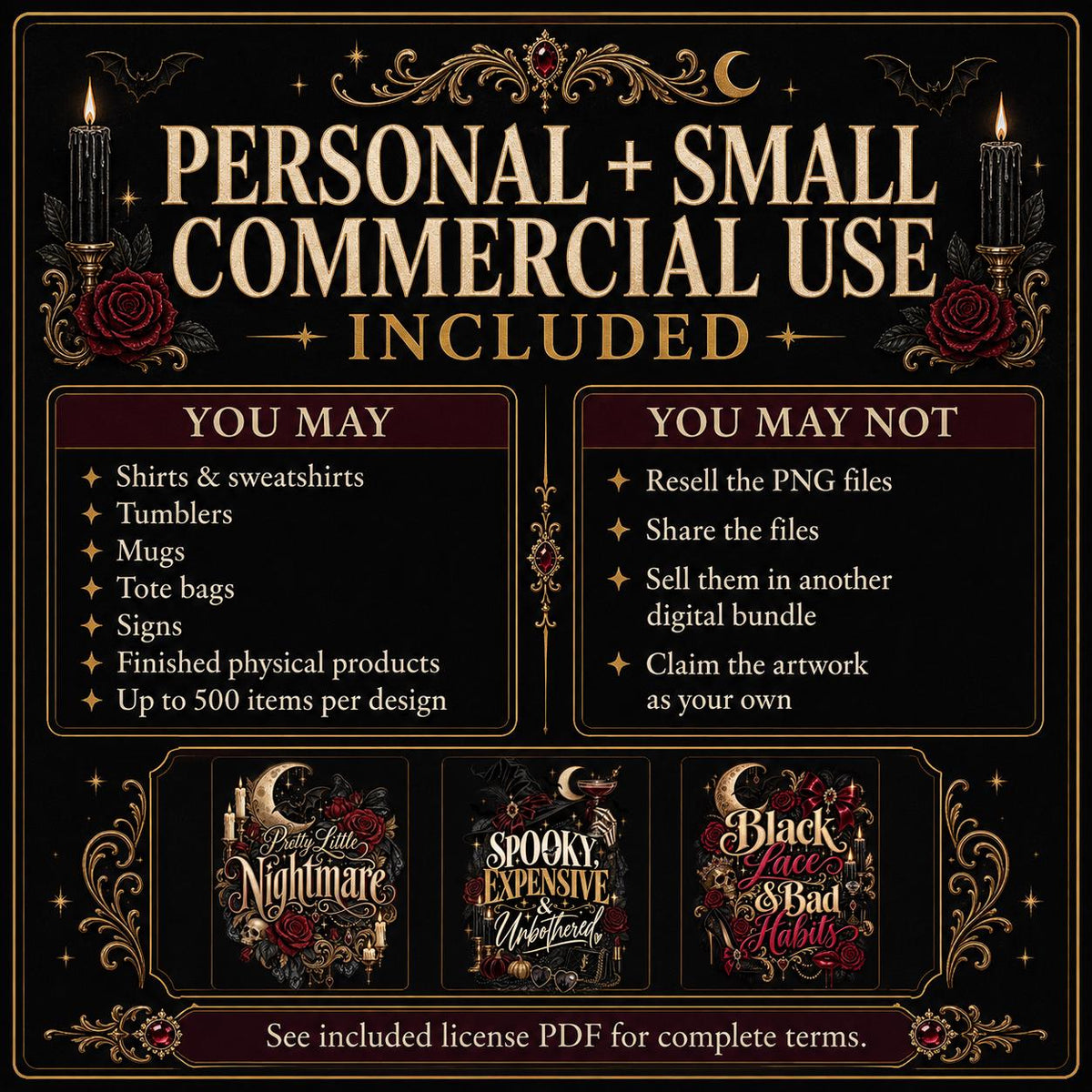 After Dark Halloween PNG Bundle | 12 Spooky Designs