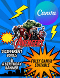 Avengers Party Box Templates | Canva Editable Superhero Favors (Digital Download)
