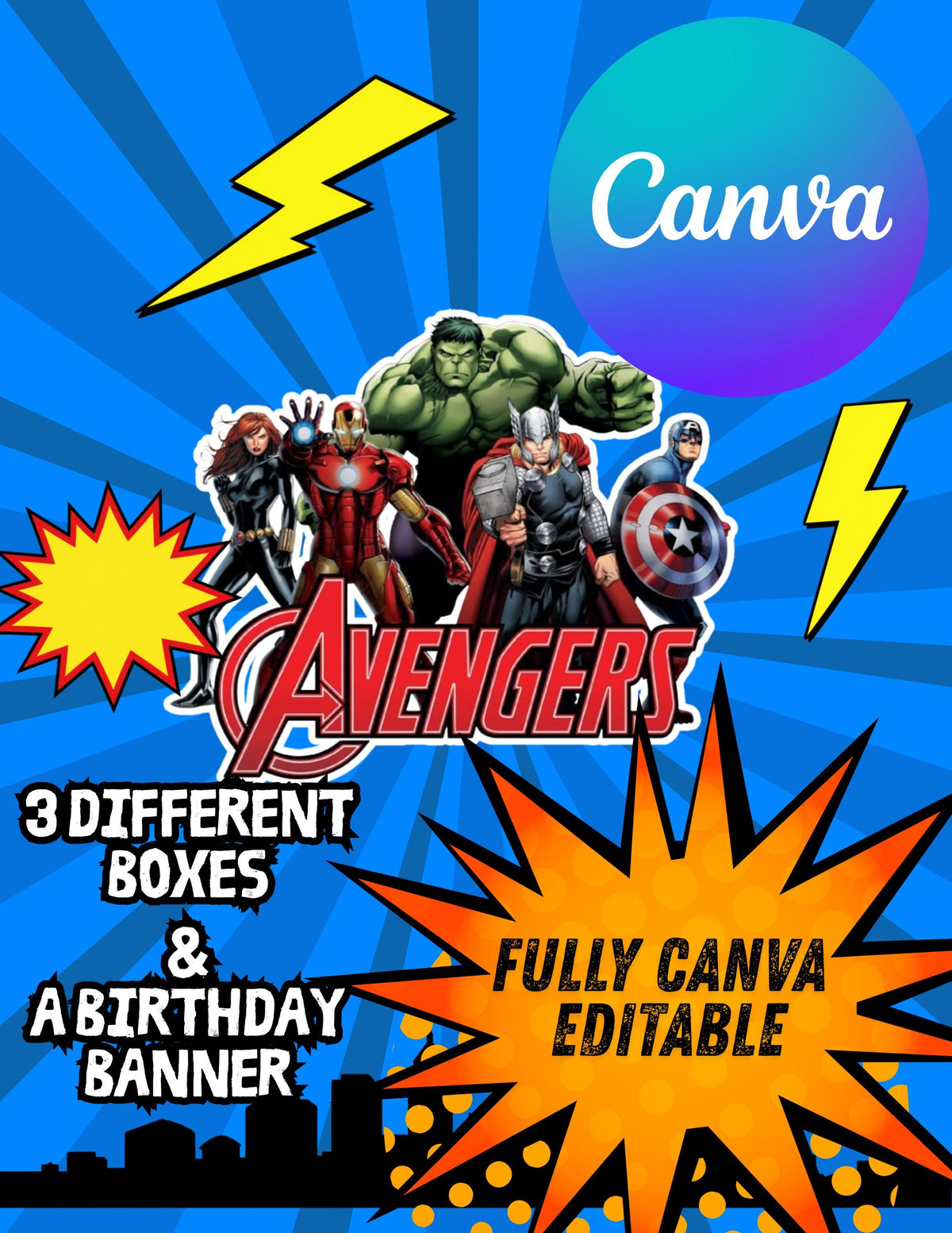 Avengers Party Box Templates | Canva Editable Superhero Favors (Digital Download)