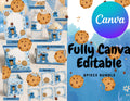 Baby Cookie Monster Party Bundle | 8 Canva Editable Templates (Digital Download)