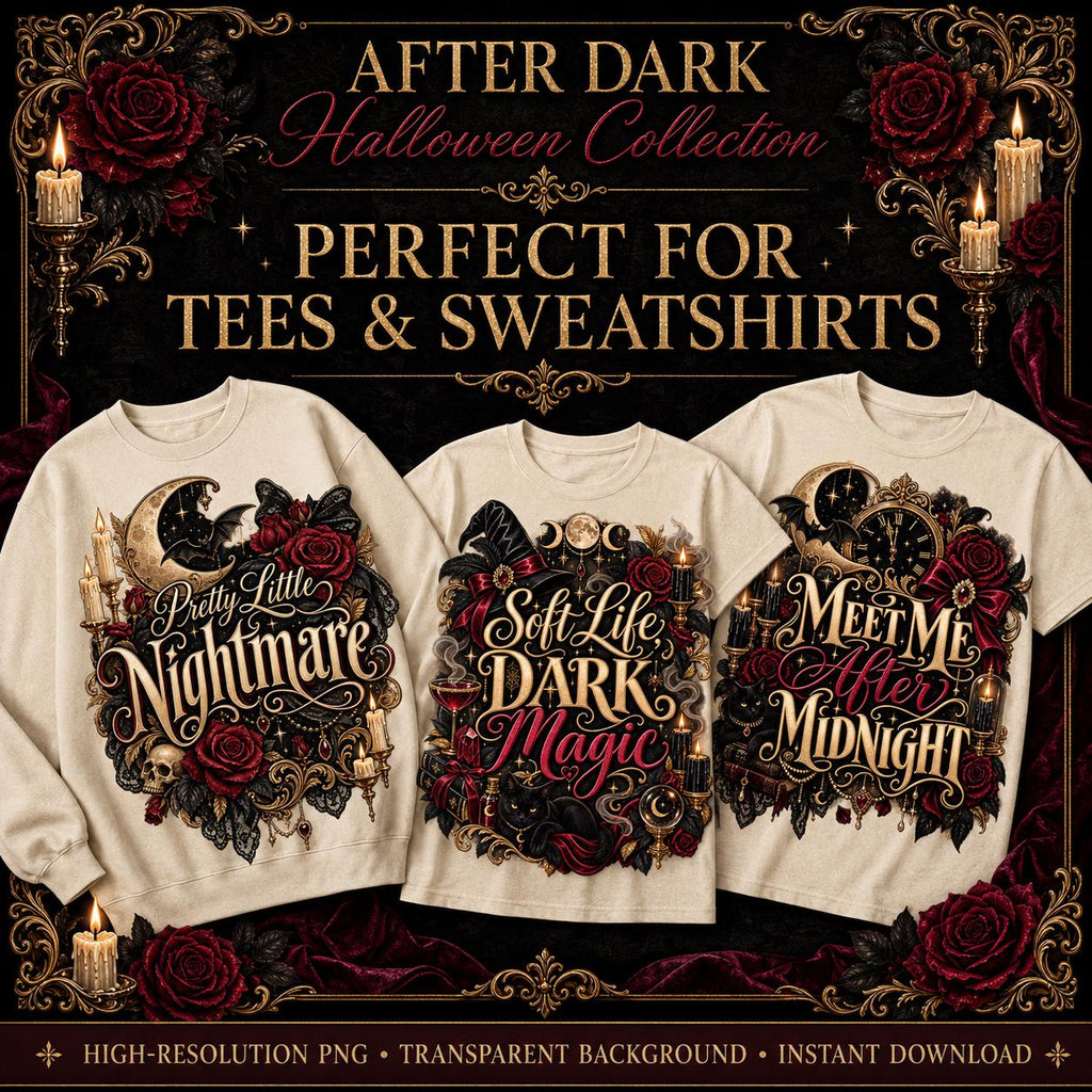 After Dark Halloween PNG Bundle | 12 Spooky Designs