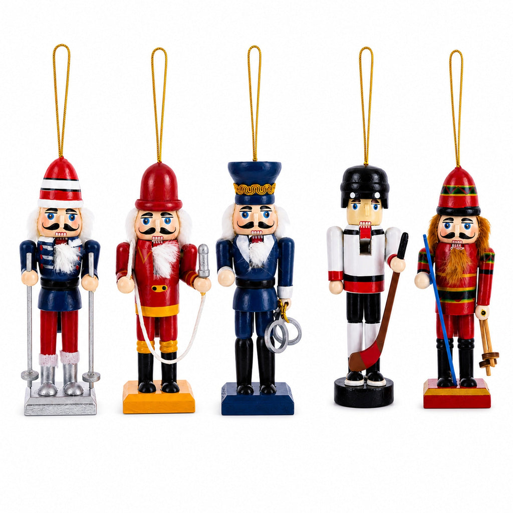 Wooden Nutcracker Christmas Ornament Set | 5 Pieces