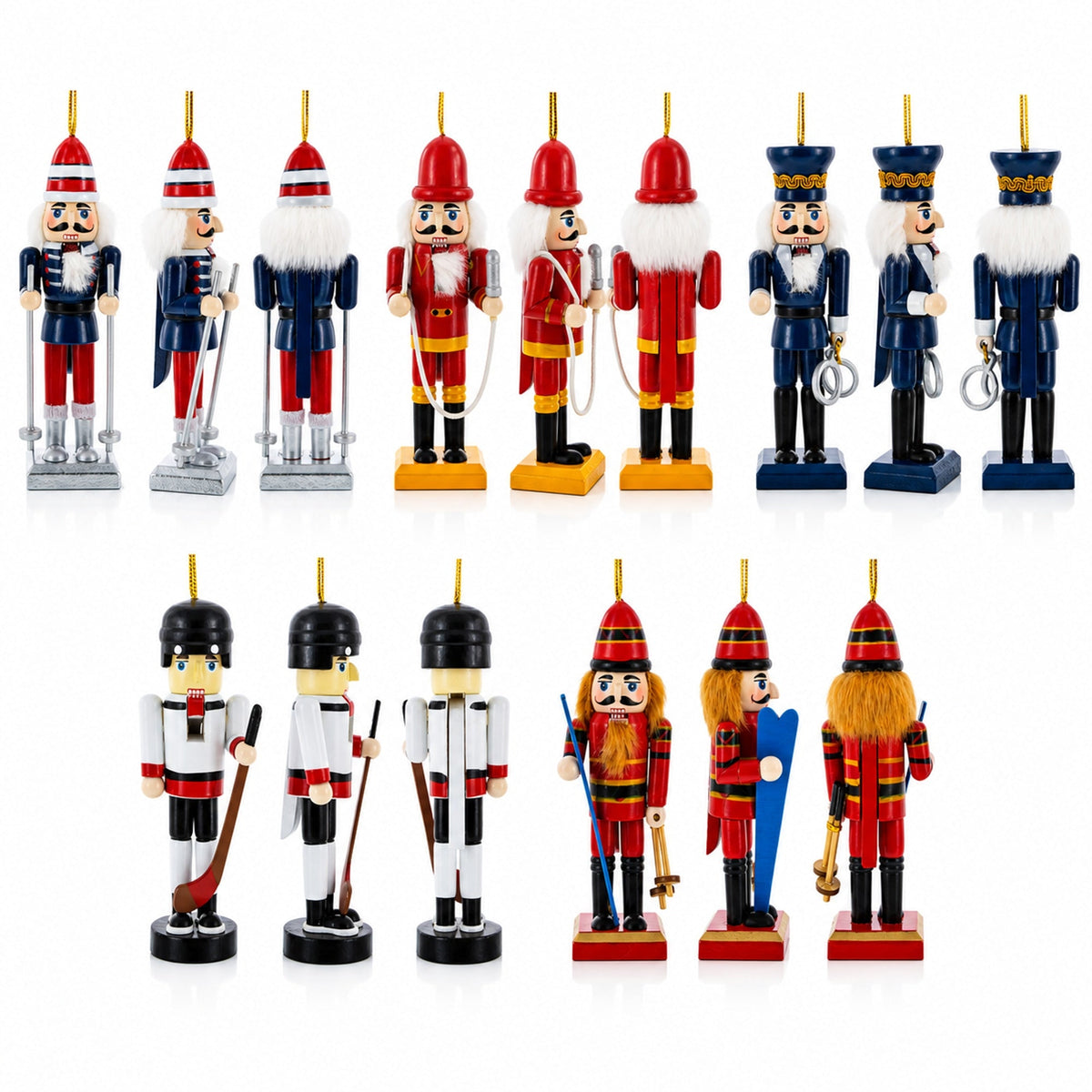 Wooden Nutcracker Christmas Ornament Set | 5 Pieces
