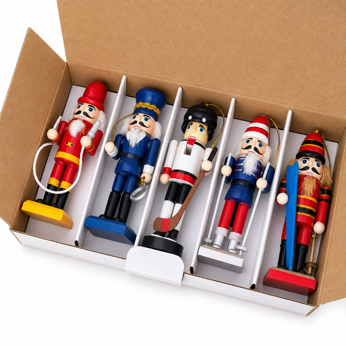 Wooden Nutcracker Christmas Ornament Set | 5 Pieces