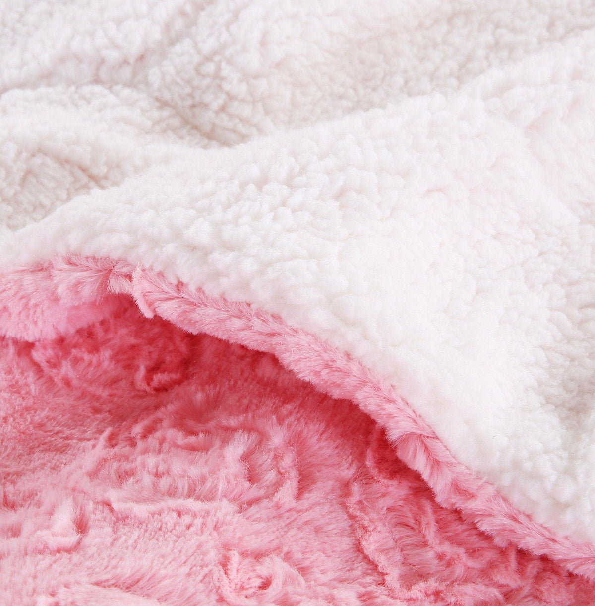 Blush Pink Rosebud Sherpa Throw Blanket | 3 Sizes