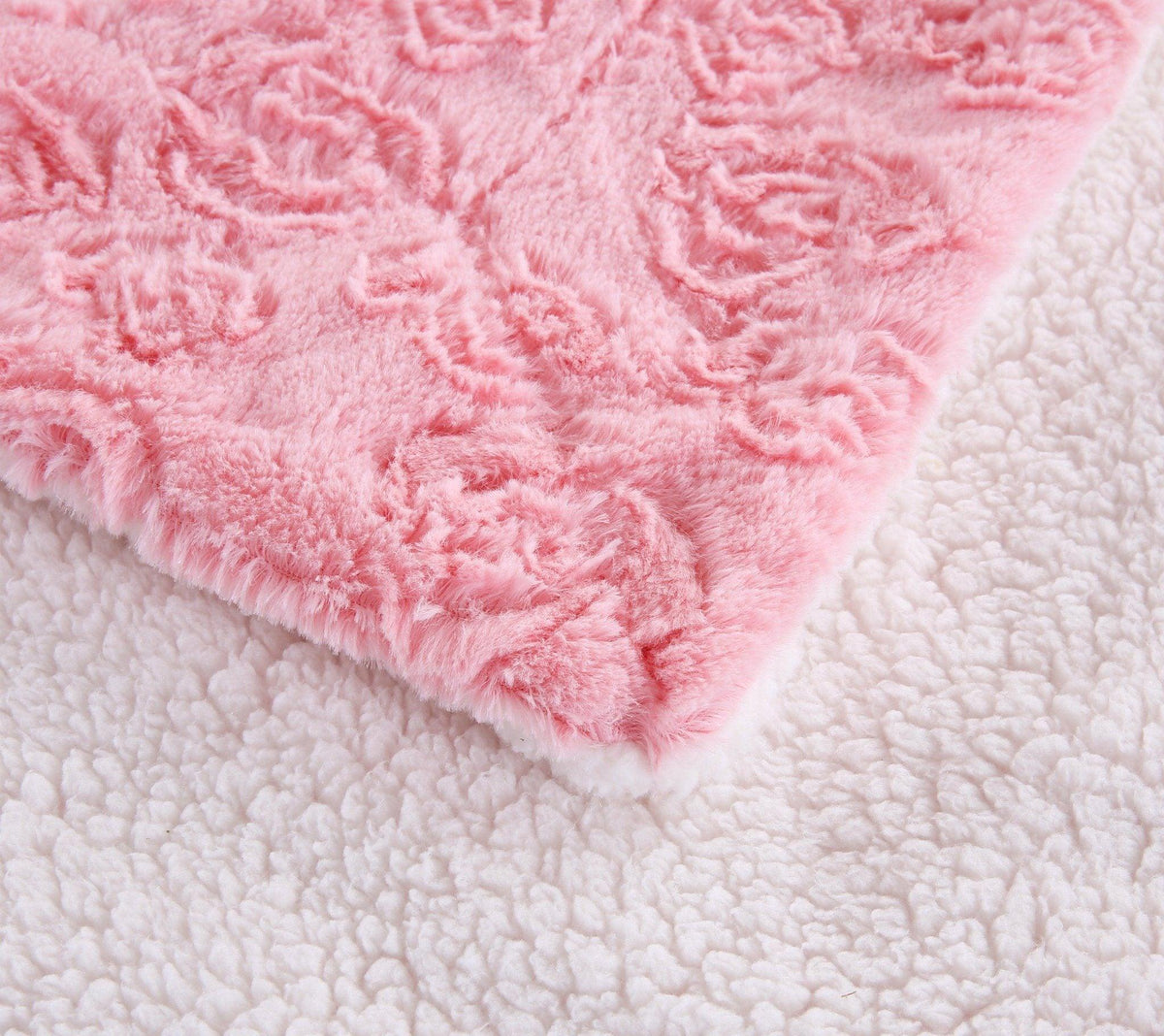 Blush Pink Rosebud Sherpa Throw Blanket | 3 Sizes